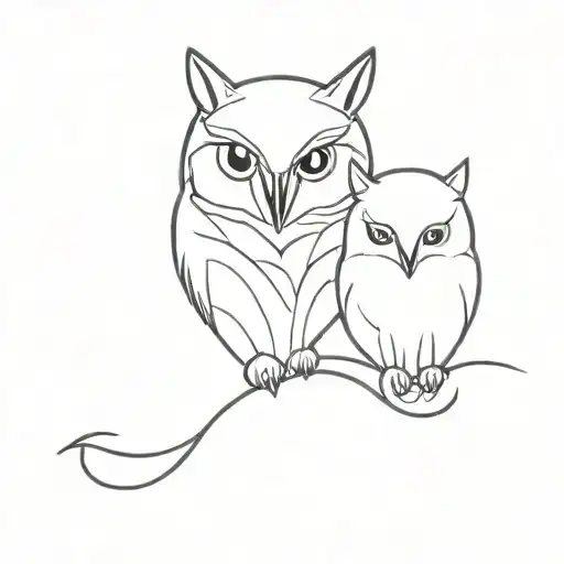 Owl Cat Wolf Walking Together
