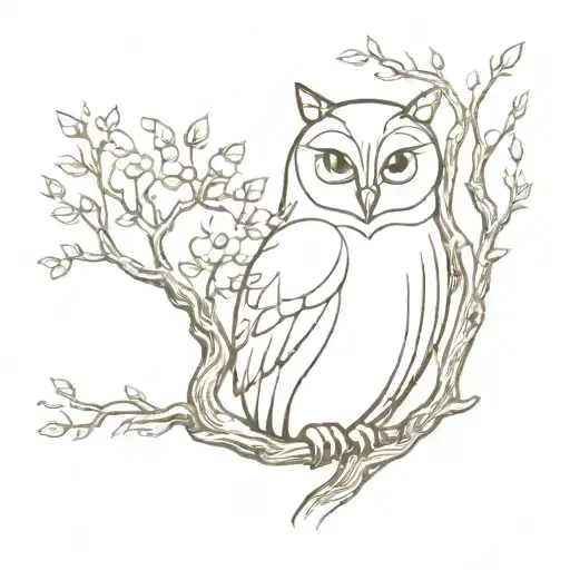 Owl Cat Wolf Around Life Tree Branches