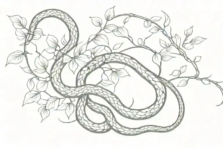 Snake With Liana Vines Growing