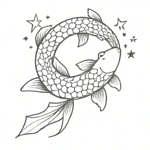 Koi Fish Swimming With Stars Above