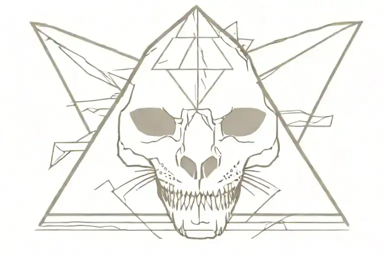 Cat Skull With A Pyramid Behind It