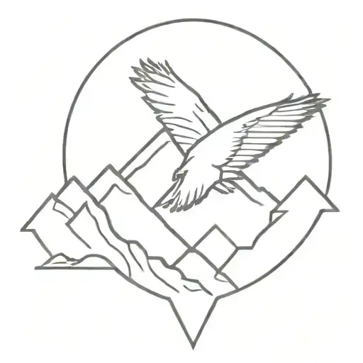 Eagle And Everest Doodle Art Design