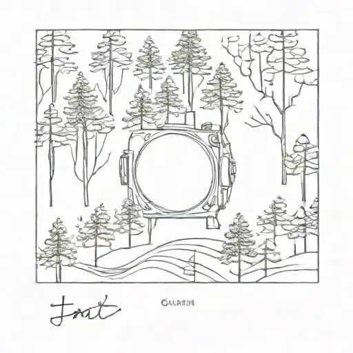 Forest Trees In Lens Camera One Drawing Style