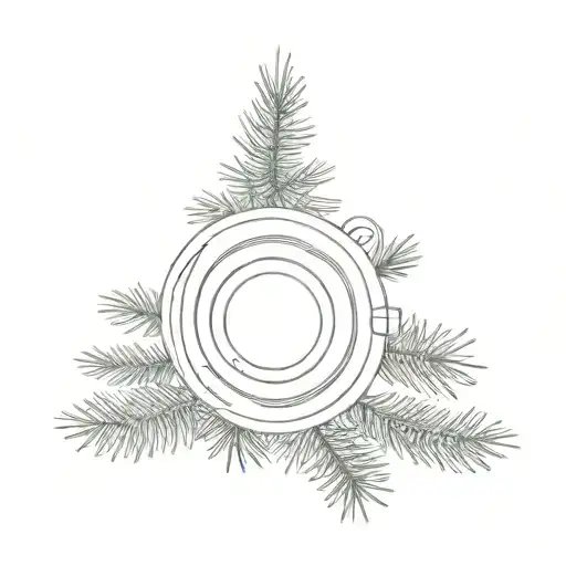 Realistic Fir Tree In Camera Lens One Drawing Style Without Details