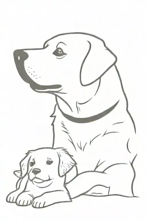 Small White Fluffy Dog And A Black Labrador Looking Happy