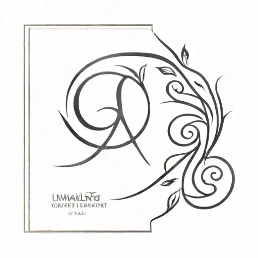 Unalome With Gratitude Symbol Intertwined