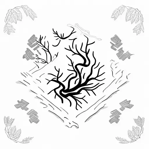 A Minimalist Tattoo Of A Serene Forest Scene With A Stethoscope Wrapped Around A Tree Trunk