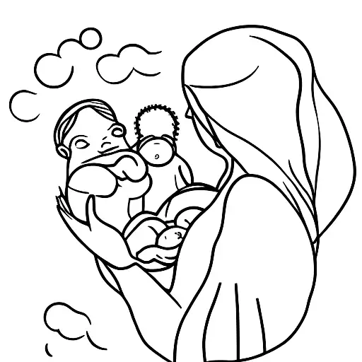 Silhouette Of A Mother Cradling Her Baby