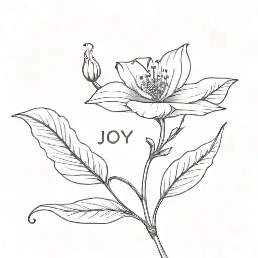 A Minimalist Design Of A Single Flower With The Word 'Joy' Subtly Integrated Into The Stem