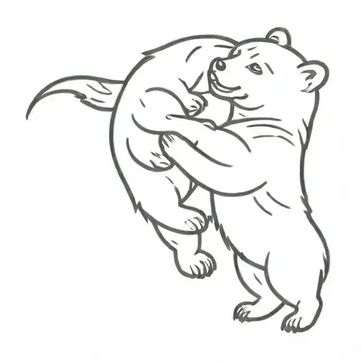 Bear Cub Wrestling With Kitten Playing