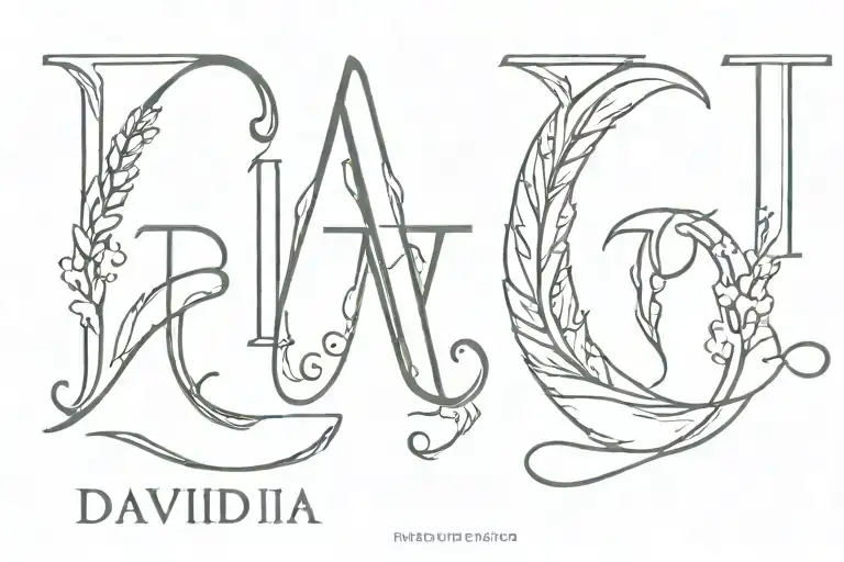 Name David In Cyrillic The First And Last Letters Are Connected By A Line