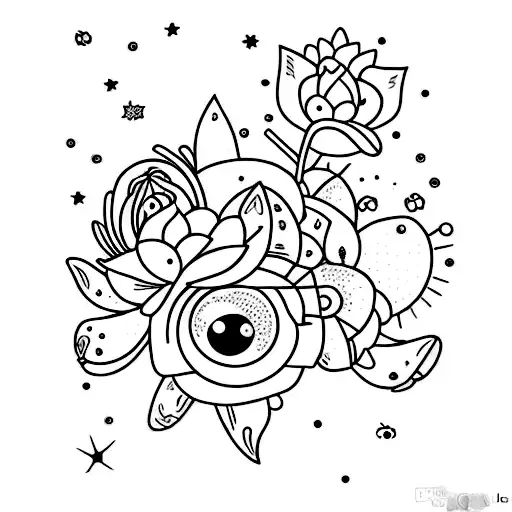Cute Gothic Flowers Eyes Bugs Stars Space Clouds