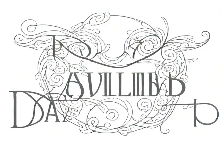 Name David In Cyrillic The First And Last Letters Are Connected By A Line