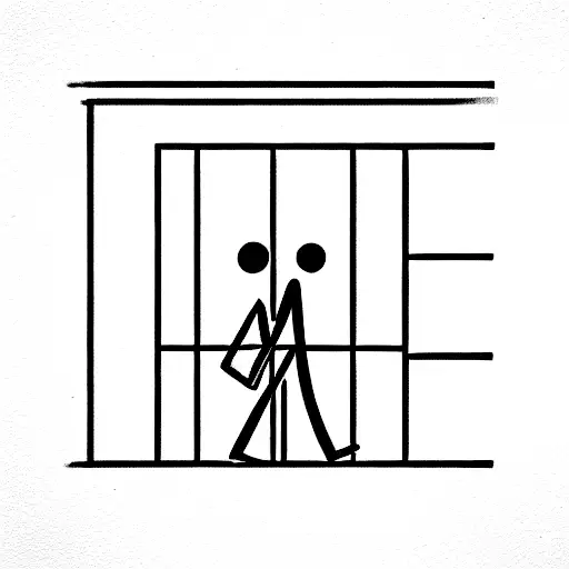 Man Passing Through A Book Like It Is A Door