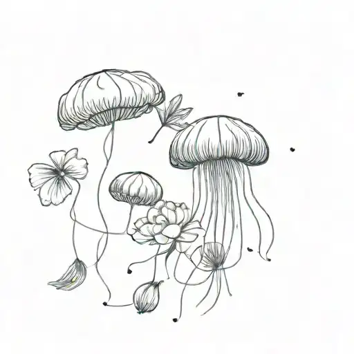 Jelly Fish With Peonies And Gingko Leaves