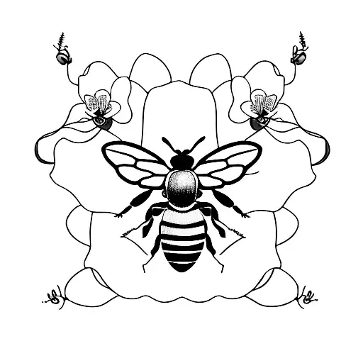 Bee Flying To Orchids