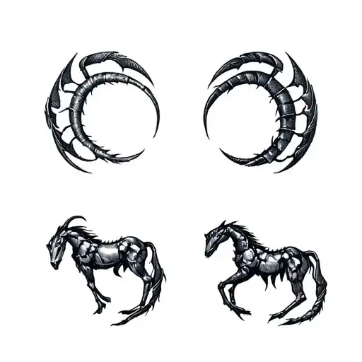 Capricorn And Scorpio Four Sketch Tattoos From Geometric Figures