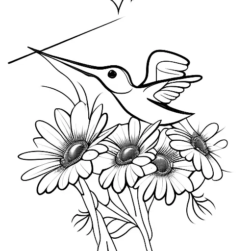 Hummingbird With Daisy