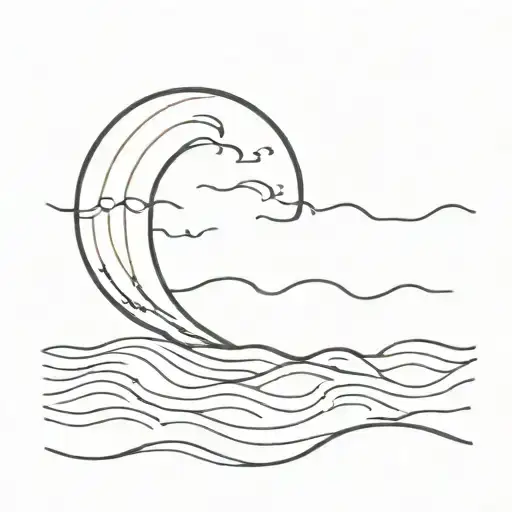 Moon Rising From Ocean Waves