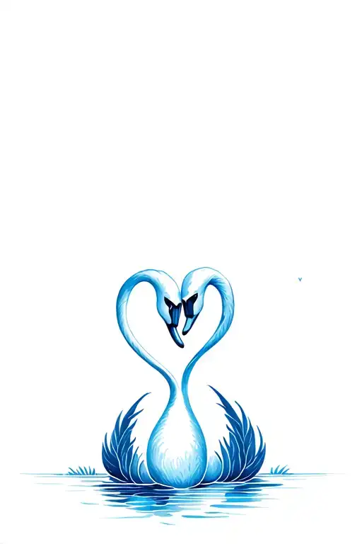 Blue Swan Swimming Together Symbolizing The Client's Love