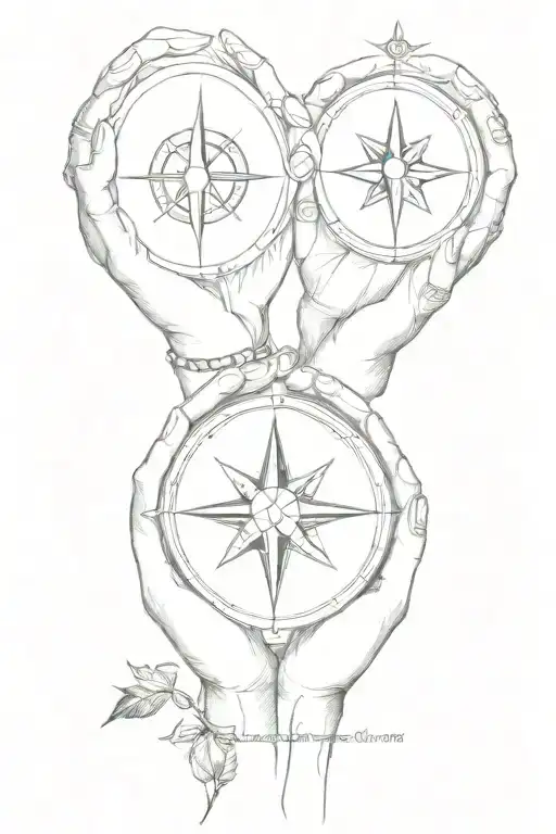 Compass Mother Father Brother And Daughter Holding Hands