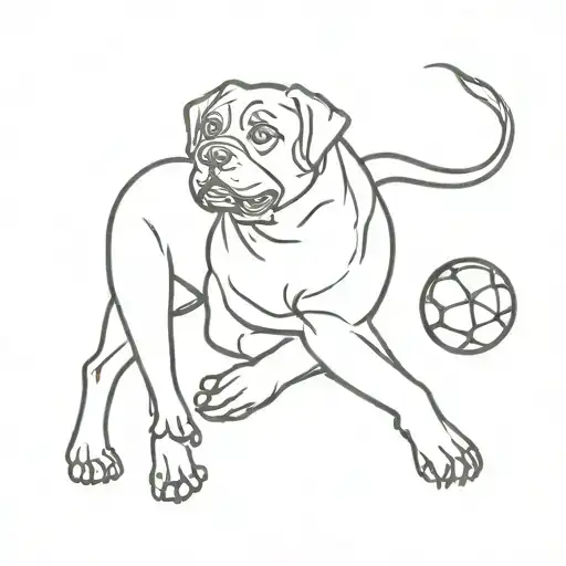 Rottweiler Plays Football