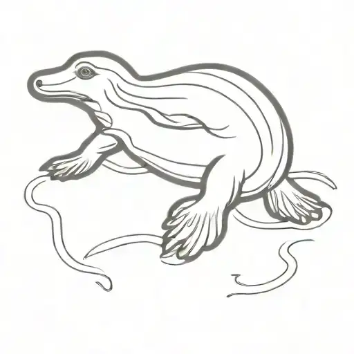 Platypus Surrounded By Water