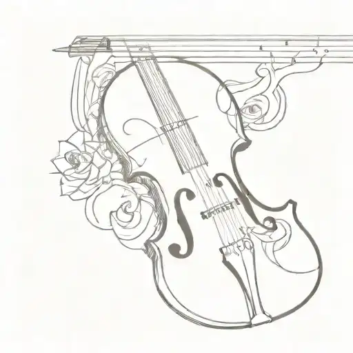 Intricate Minimalist Design Of A Violin With A Subtle Thin Word Hidden Within