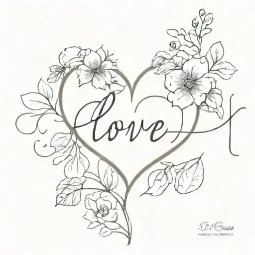 A Whispy Floral Heart With Words Love Mom