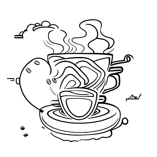 Coffee Cup With Steam Forming Architectural Buildings