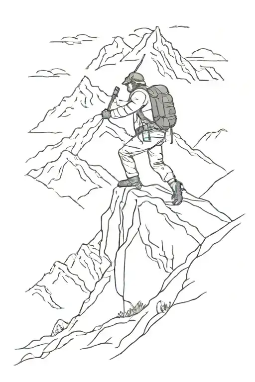 Mountaineer Conquering A Snowy Mountain Peak