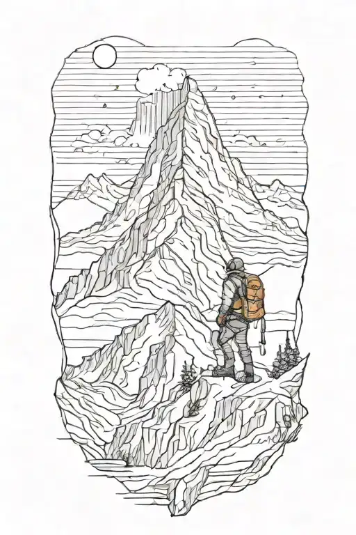 Mountaineer Conquering A Snowy Mountain Peak