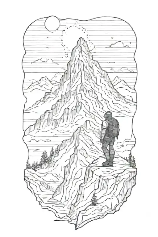 Mountaineer Conquering A Snowy Mountain Peak