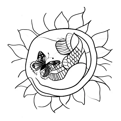 Butterfly And Sunflower