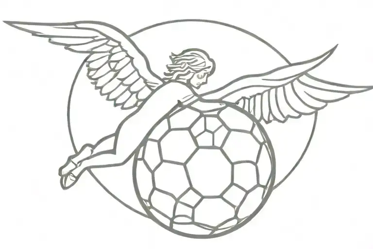 Soccer Ball With A Guarded Angel On It