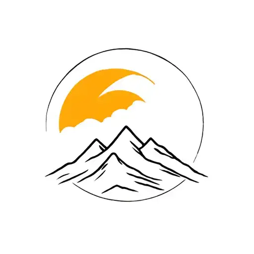 Mountain Range With Setting Sun Simple