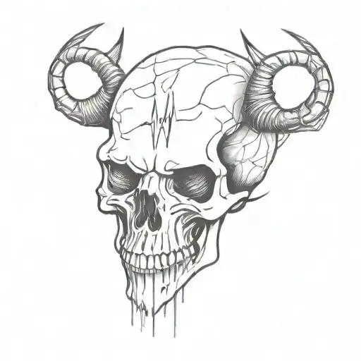 Cardiogram Skull With Horns
