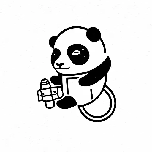 A Panda With Astronaut Helmet Floating In Space