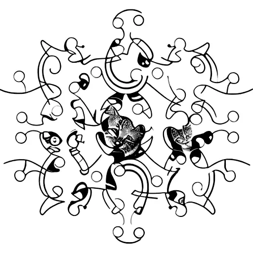 A Puzzle Piece Made Of Interconnected Cat Silhouettes