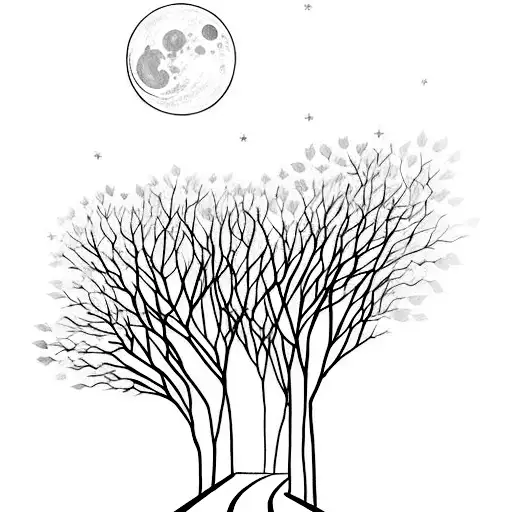 A Moonlit Path Leading To A Grand Piano In A Peaceful Forest