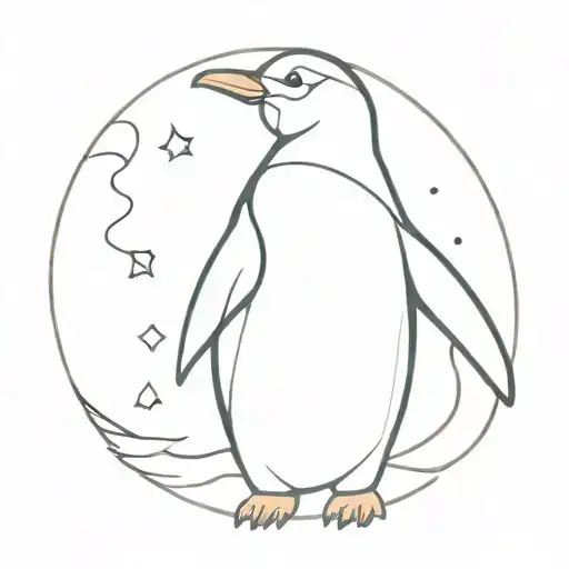 Stylized Penguin Holding