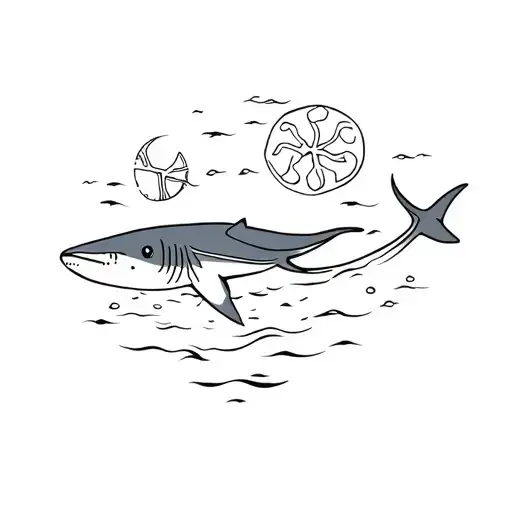 A Stingray Tattoo With A Whale Shark And A Sand Dollar Around It