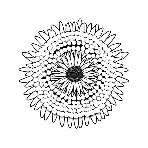 An Abstract Symbol Of A Daisy Made Up Of Piano Keys