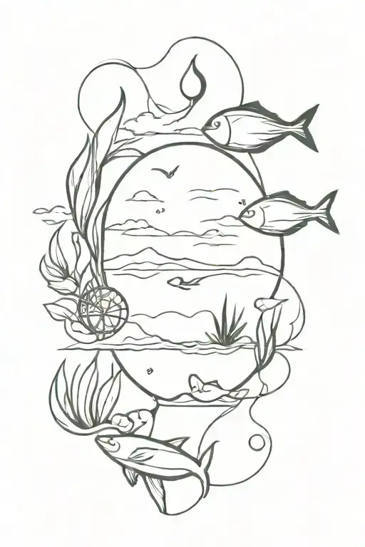 Ocean And Medicine Combination Tattoo Design
