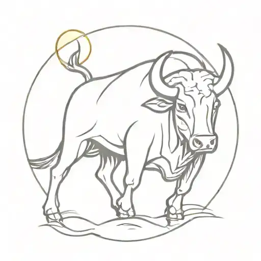 Bull With Sun Behind It