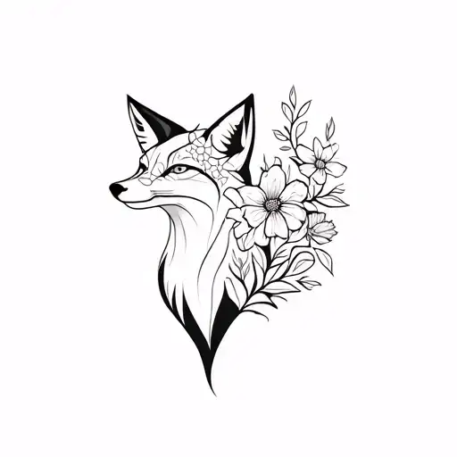The Body Of A Fox With Forms Of Flowers Designed On It