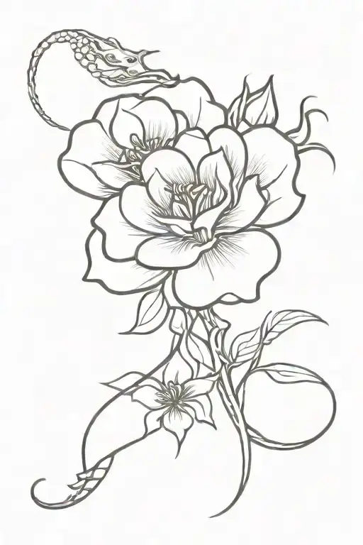 Dragon And Flower Blooming