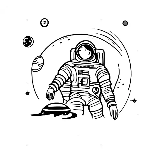 Astronaut And Planets