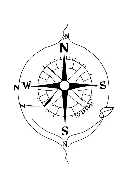 Compass With Arrow And North And South Letters
