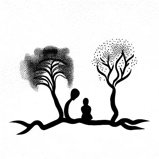 Three People Under A Chestnut Tree